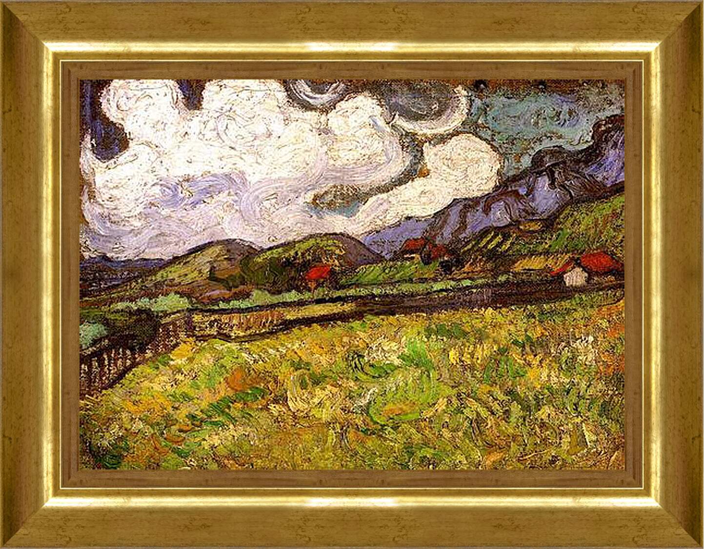 Картина в раме - Wheat Field Behind Saint-Paul Hospital. Винсент Ван Гог
