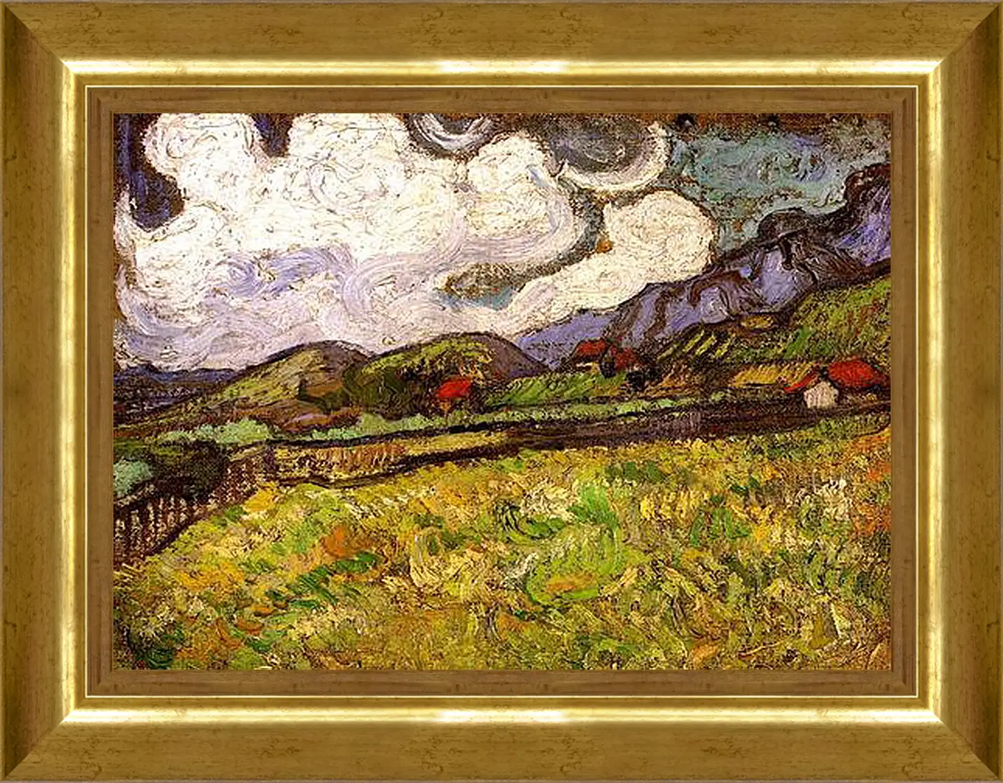 Картина в раме - Wheat Field Behind Saint-Paul Hospital. Винсент Ван Гог