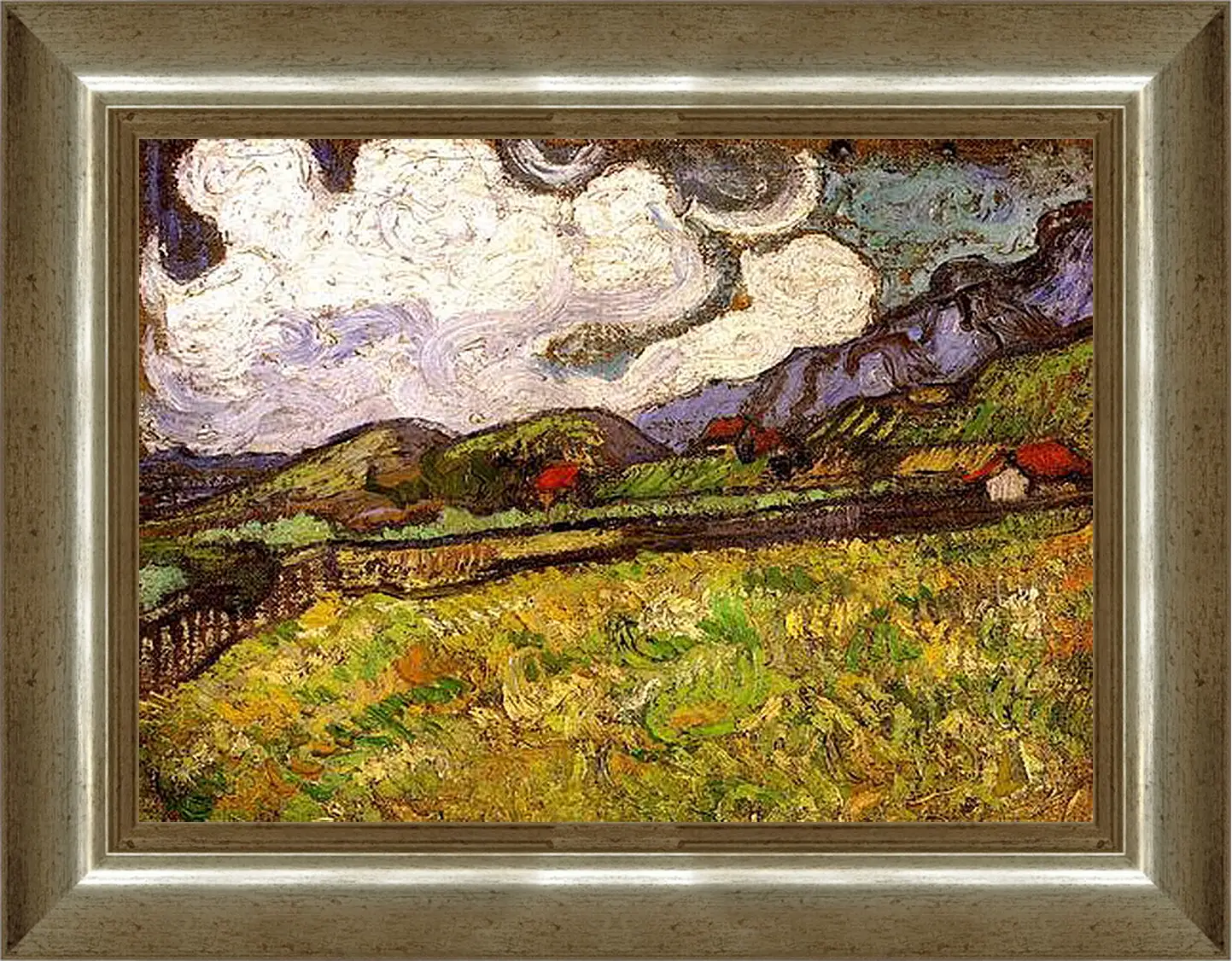 Картина в раме - Wheat Field Behind Saint-Paul Hospital. Винсент Ван Гог