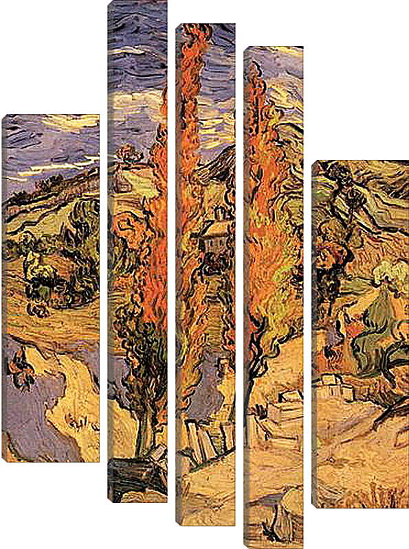 Модульная картина - Two Poplars on a Road Through the Hills. Винсент Ван Гог