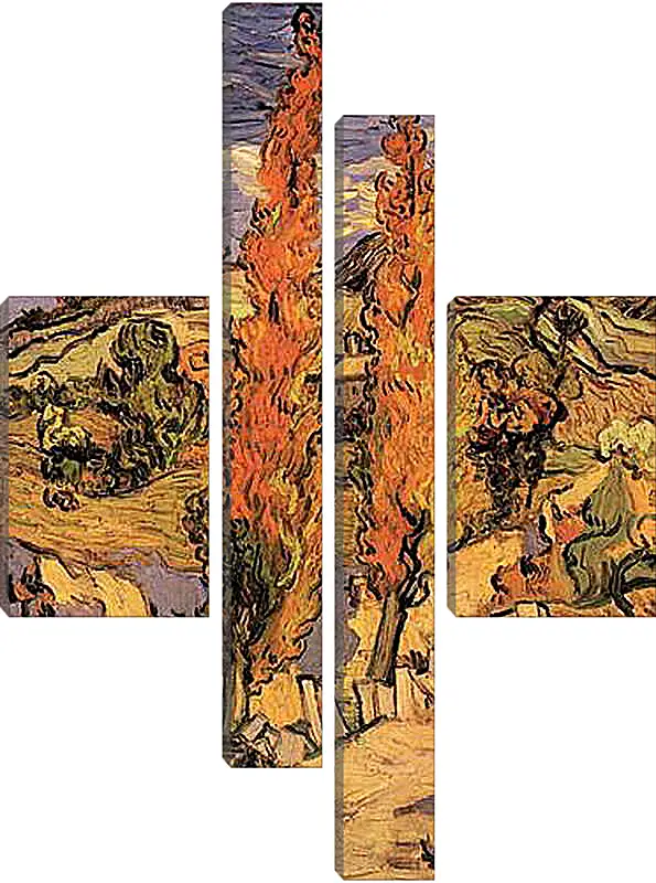 Модульная картина - Two Poplars on a Road Through the Hills. Винсент Ван Гог