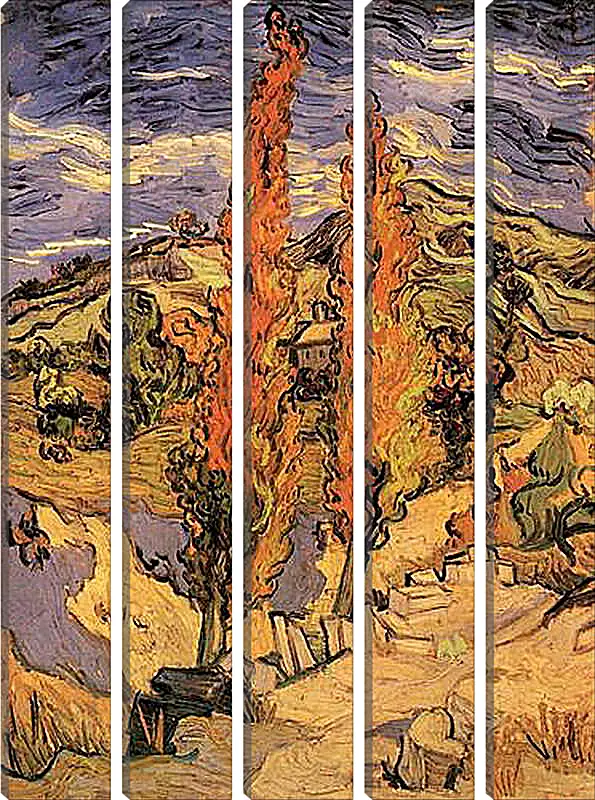 Модульная картина - Two Poplars on a Road Through the Hills. Винсент Ван Гог
