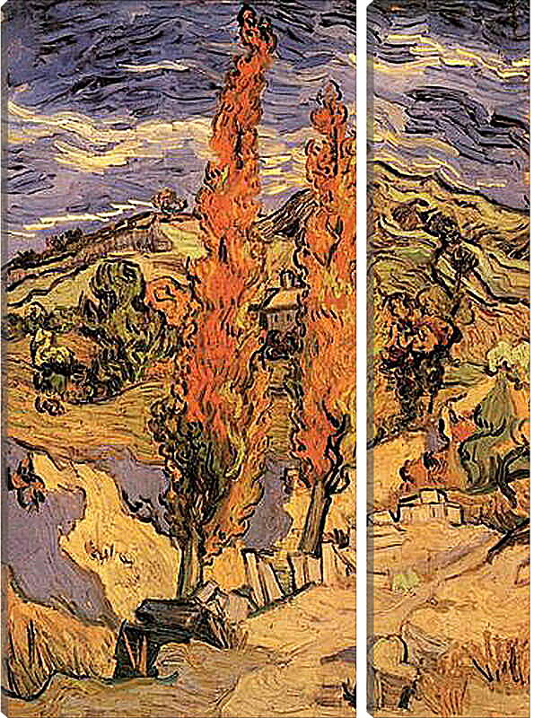 Модульная картина - Two Poplars on a Road Through the Hills. Винсент Ван Гог