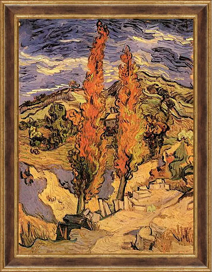 Картина в раме - Two Poplars on a Road Through the Hills. Винсент Ван Гог