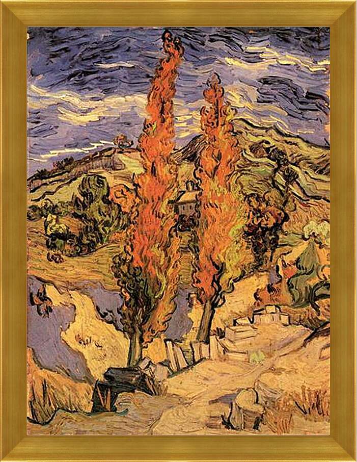 Картина в раме - Two Poplars on a Road Through the Hills. Винсент Ван Гог
