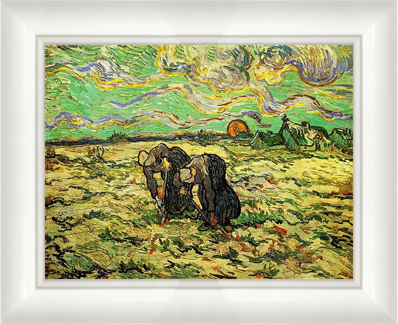 Картина в раме - Two Peasant Women Digging in Field with Snow. Винсент Ван Гог
