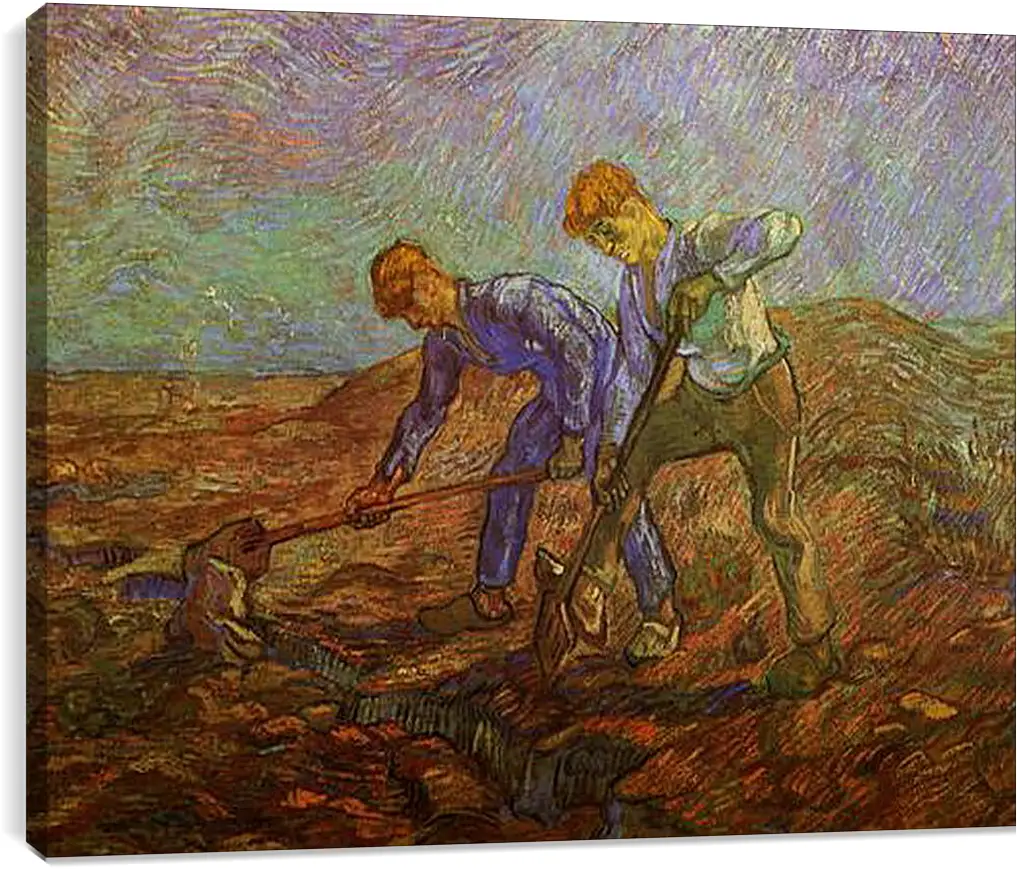 Постер и плакат - Two Peasants Digging. Винсент Ван Гог