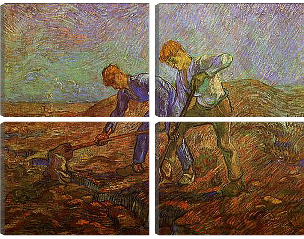 Модульная картина - Two Peasants Digging. Винсент Ван Гог