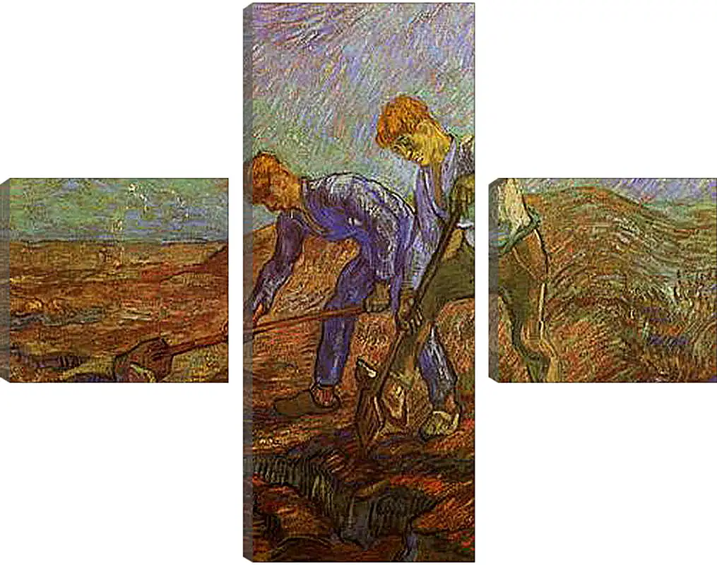 Модульная картина - Two Peasants Digging. Винсент Ван Гог