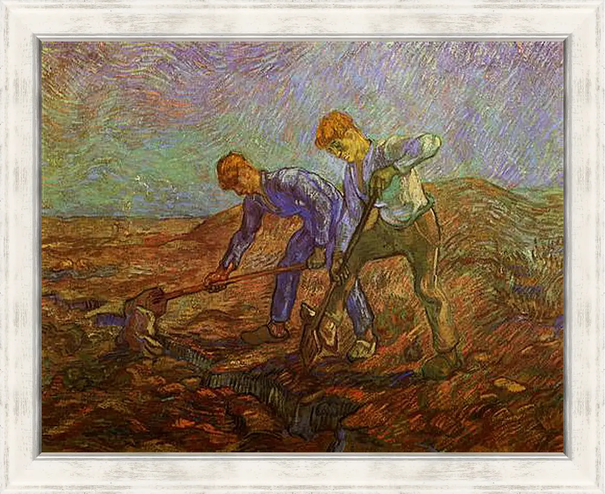 Картина в раме - Two Peasants Digging. Винсент Ван Гог
