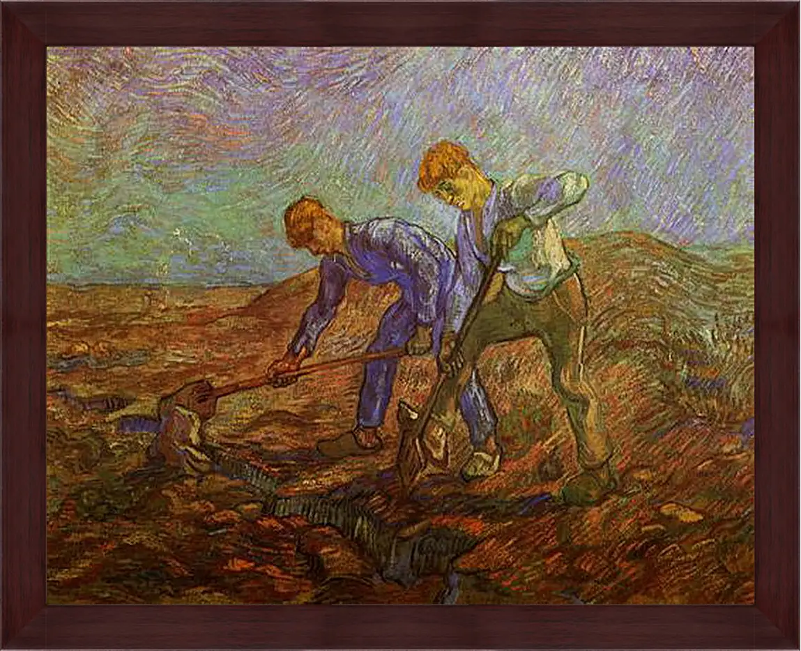 Картина в раме - Two Peasants Digging. Винсент Ван Гог
