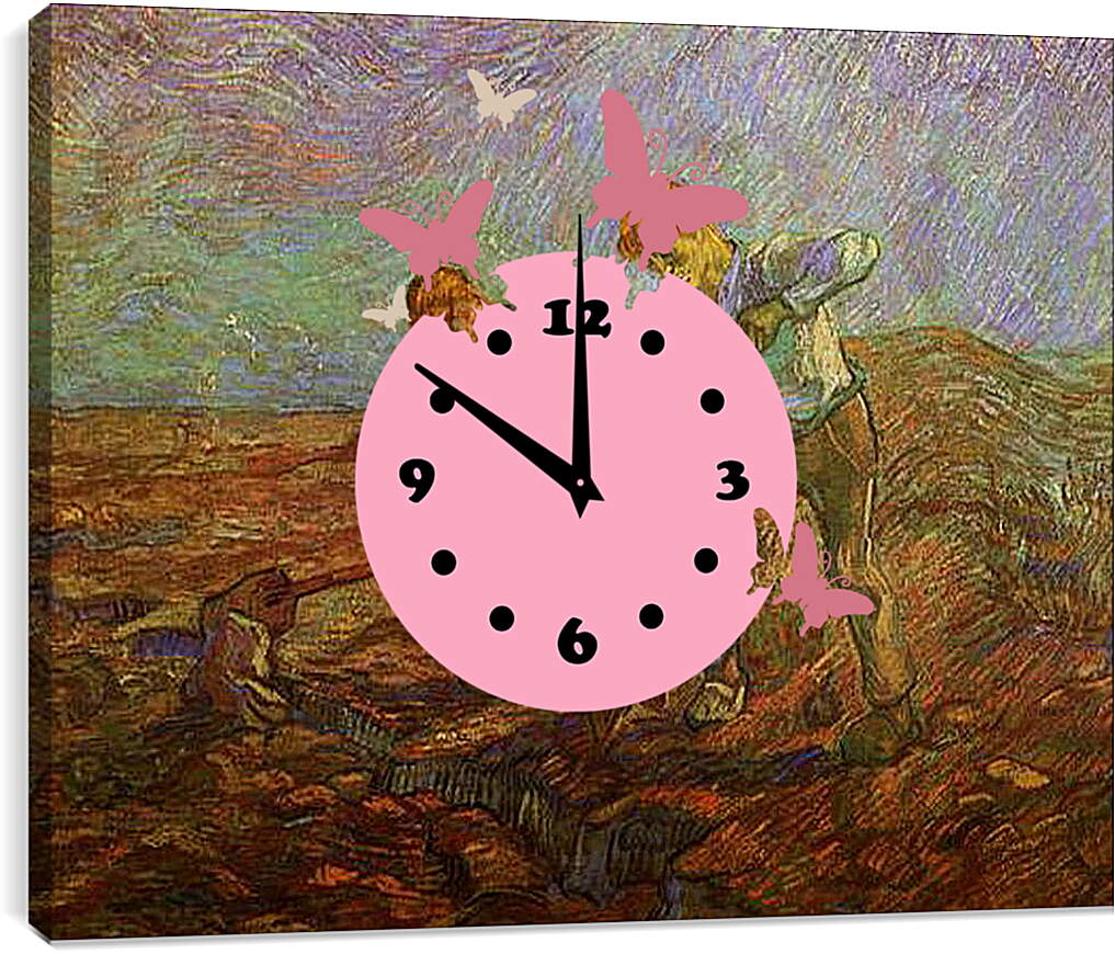 Часы картина - Two Peasants Digging. Винсент Ван Гог
