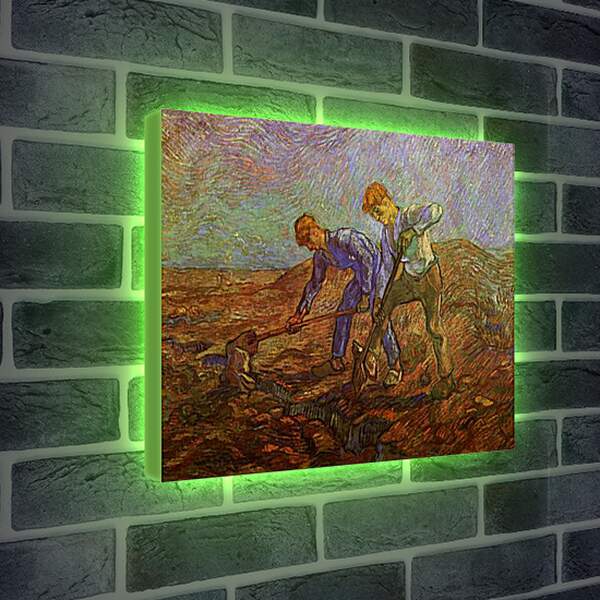 Лайтбокс световая панель - Two Peasants Digging. Винсент Ван Гог

