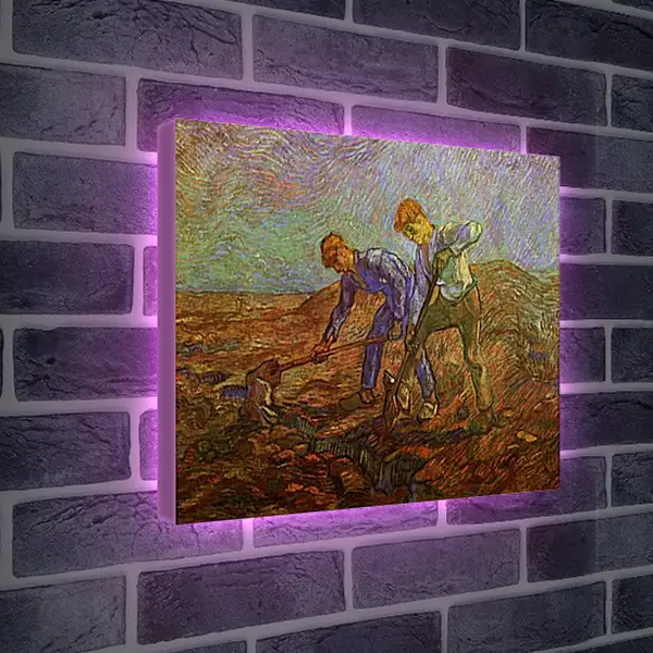 Лайтбокс световая панель - Two Peasants Digging. Винсент Ван Гог