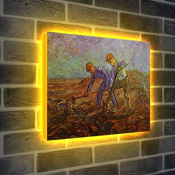 Лайтбокс световая панель - Two Peasants Digging. Винсент Ван Гог