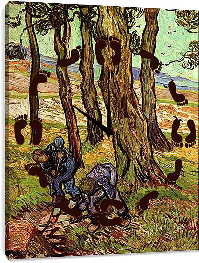 Часы картина - Two Diggers Among Trees. Винсент Ван Гог

