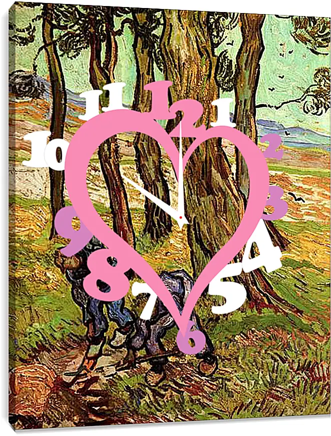 Часы картина - Two Diggers Among Trees. Винсент Ван Гог
