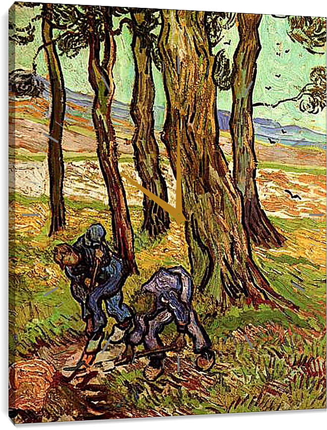 Часы картина - Two Diggers Among Trees. Винсент Ван Гог