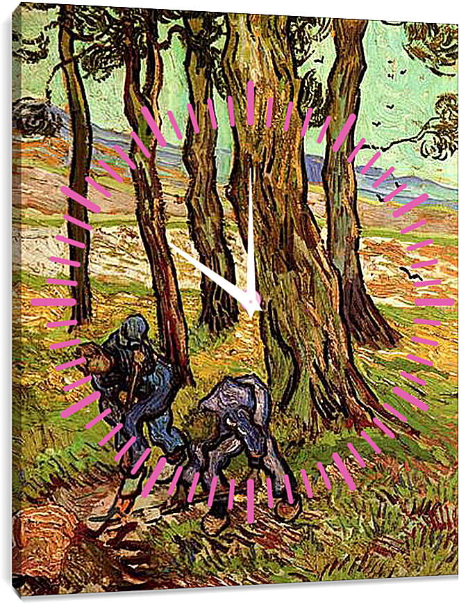 Часы картина - Two Diggers Among Trees. Винсент Ван Гог