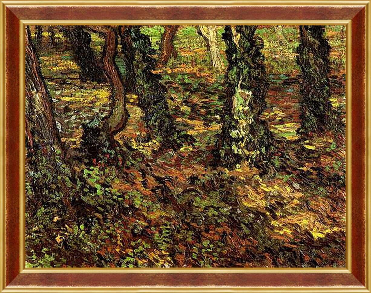 Картина в раме - Tree Trunks with Ivy 2. Винсент Ван Гог
