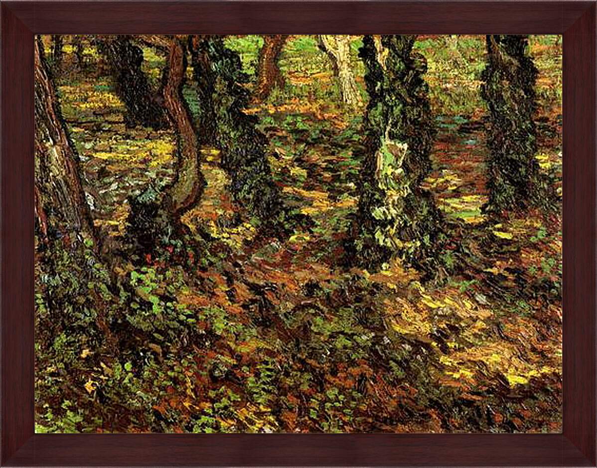 Картина в раме - Tree Trunks with Ivy 2. Винсент Ван Гог
