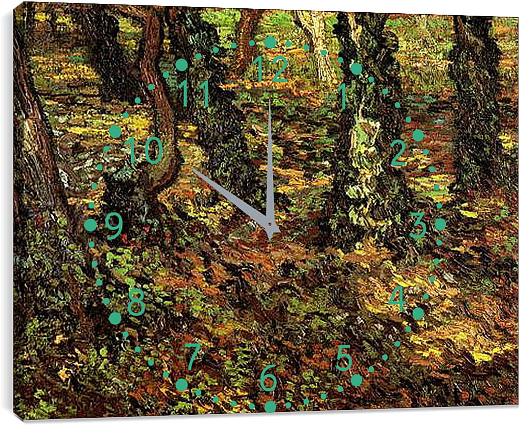 Часы картина - Tree Trunks with Ivy 2. Винсент Ван Гог