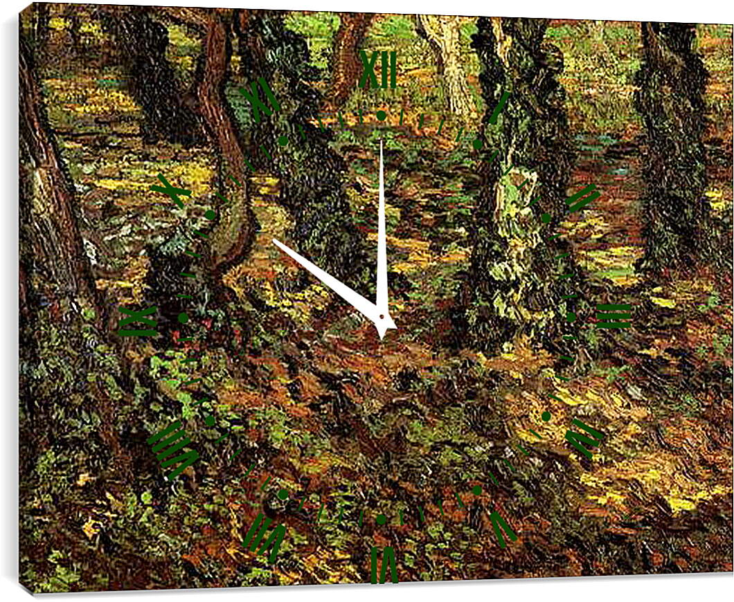Часы картина - Tree Trunks with Ivy 2. Винсент Ван Гог
