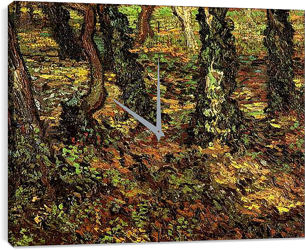 Часы картина - Tree Trunks with Ivy 2. Винсент Ван Гог