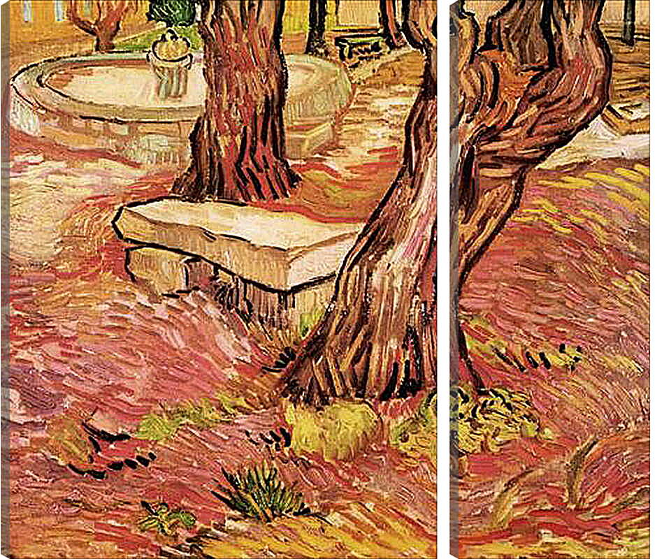 Модульная картина - The Stone Bench in the Garden of Saint-Paul Hospital. Винсент Ван Гог