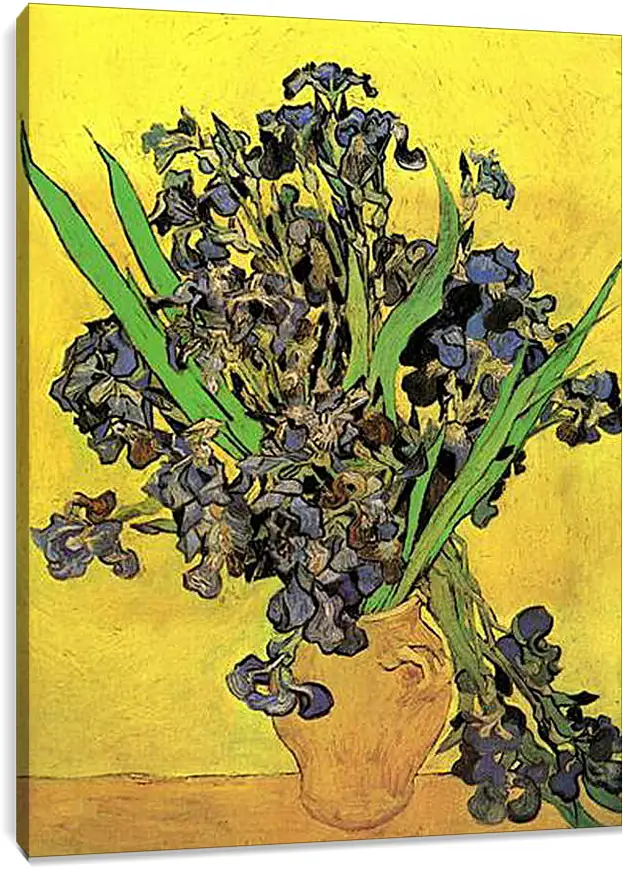 Постер и плакат - Still Life Vase with Irises Against a Yellow Background. Винсент Ван Гог