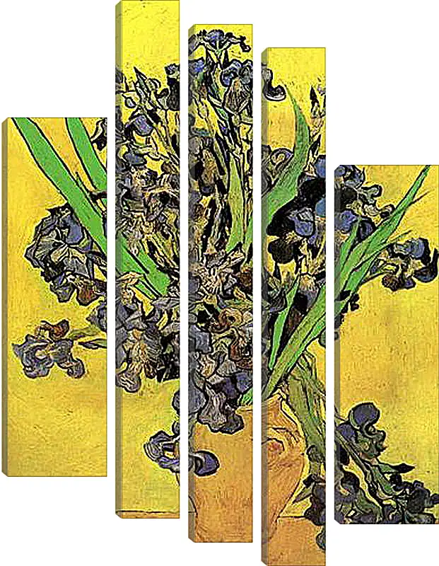 Модульная картина - Still Life Vase with Irises Against a Yellow Background. Винсент Ван Гог