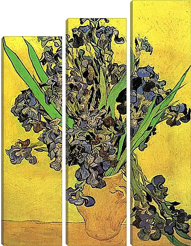 Модульная картина - Still Life Vase with Irises Against a Yellow Background. Винсент Ван Гог
