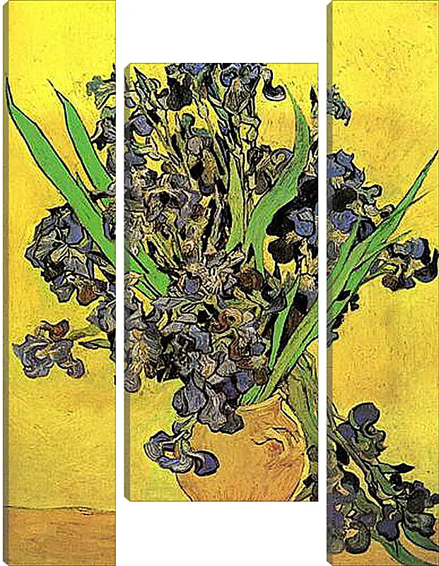 Модульная картина - Still Life Vase with Irises Against a Yellow Background. Винсент Ван Гог