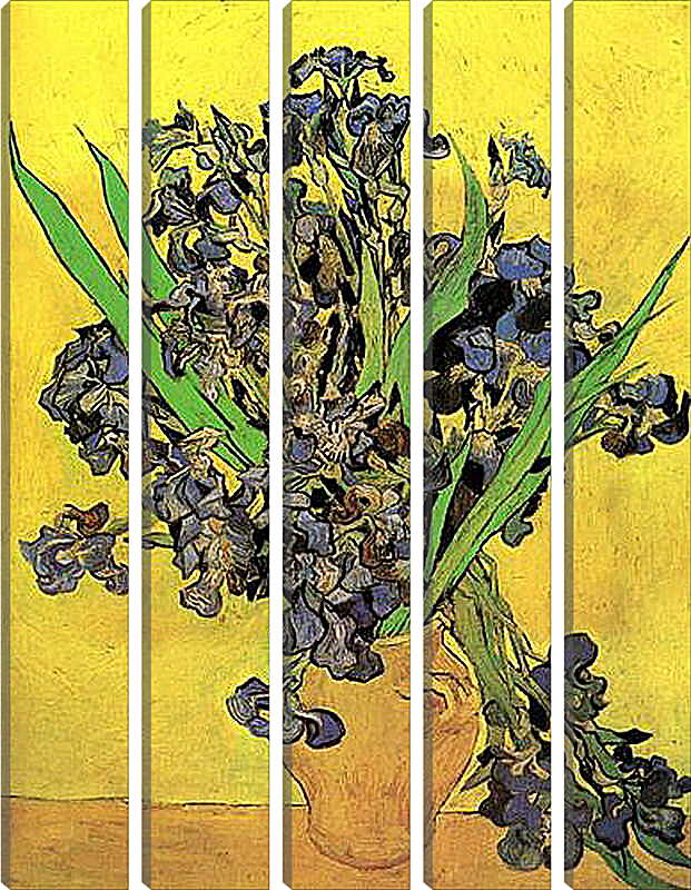 Модульная картина - Still Life Vase with Irises Against a Yellow Background. Винсент Ван Гог