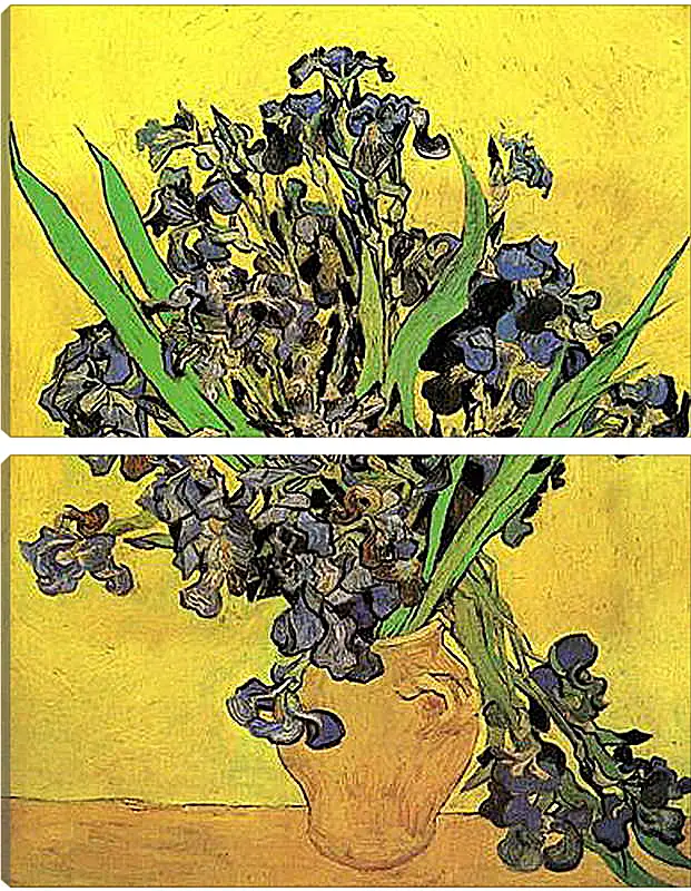 Модульная картина - Still Life Vase with Irises Against a Yellow Background. Винсент Ван Гог