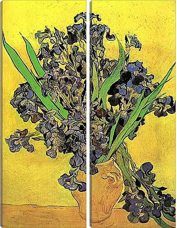 Модульная картина - Still Life Vase with Irises Against a Yellow Background. Винсент Ван Гог