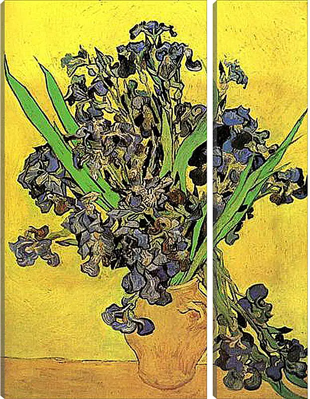 Модульная картина - Still Life Vase with Irises Against a Yellow Background. Винсент Ван Гог