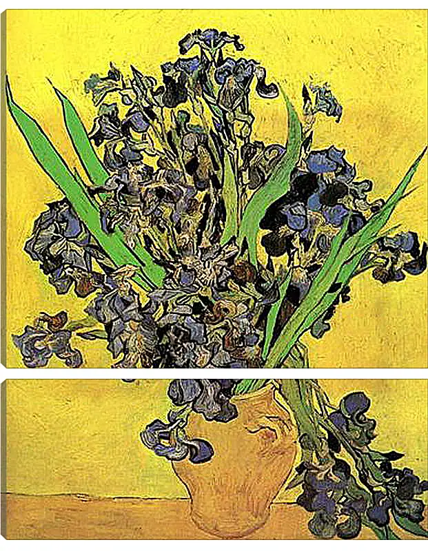 Модульная картина - Still Life Vase with Irises Against a Yellow Background. Винсент Ван Гог