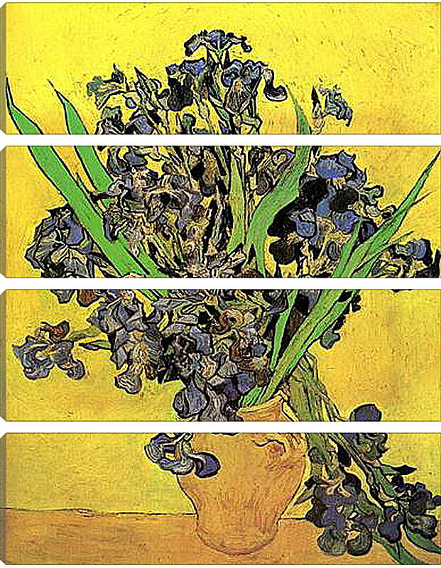 Модульная картина - Still Life Vase with Irises Against a Yellow Background. Винсент Ван Гог