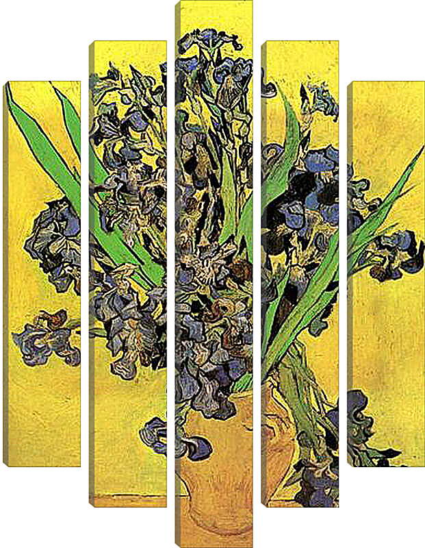Модульная картина - Still Life Vase with Irises Against a Yellow Background. Винсент Ван Гог