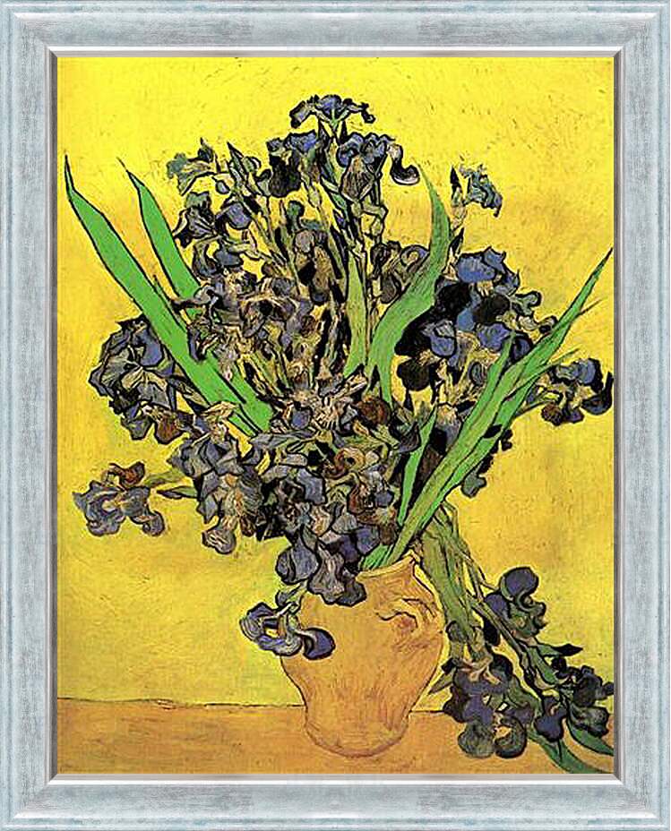 Картина в раме - Still Life Vase with Irises Against a Yellow Background. Винсент Ван Гог