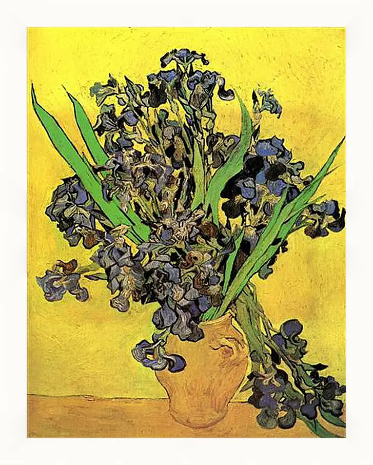 Картина в раме - Still Life Vase with Irises Against a Yellow Background. Винсент Ван Гог
