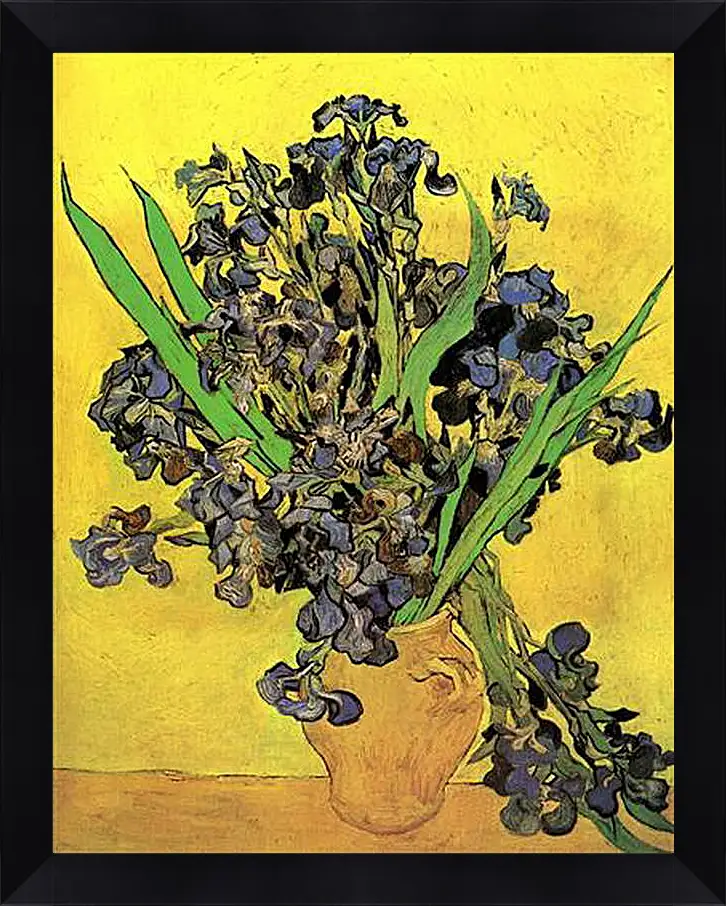 Картина в раме - Still Life Vase with Irises Against a Yellow Background. Винсент Ван Гог
