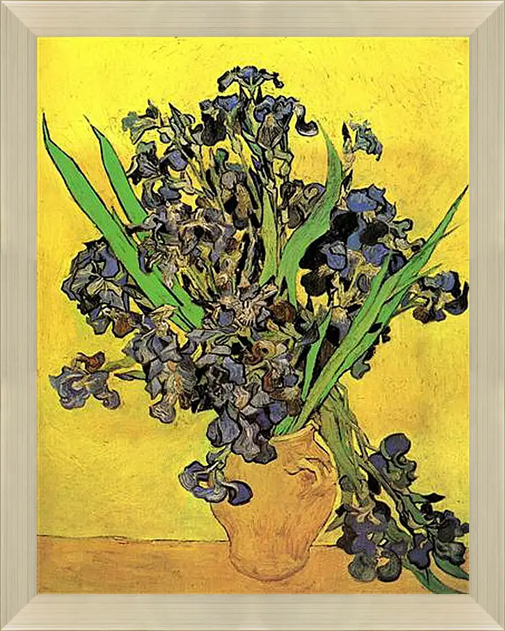 Картина в раме - Still Life Vase with Irises Against a Yellow Background. Винсент Ван Гог
