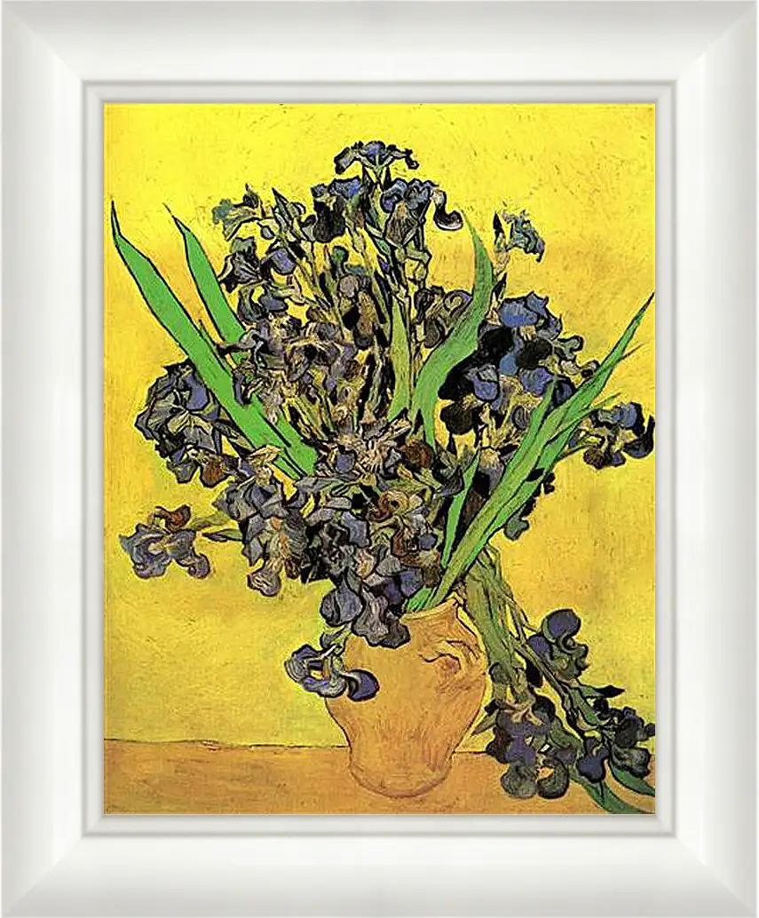 Картина в раме - Still Life Vase with Irises Against a Yellow Background. Винсент Ван Гог