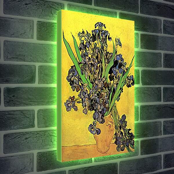 Лайтбокс световая панель - Still Life Vase with Irises Against a Yellow Background. Винсент Ван Гог