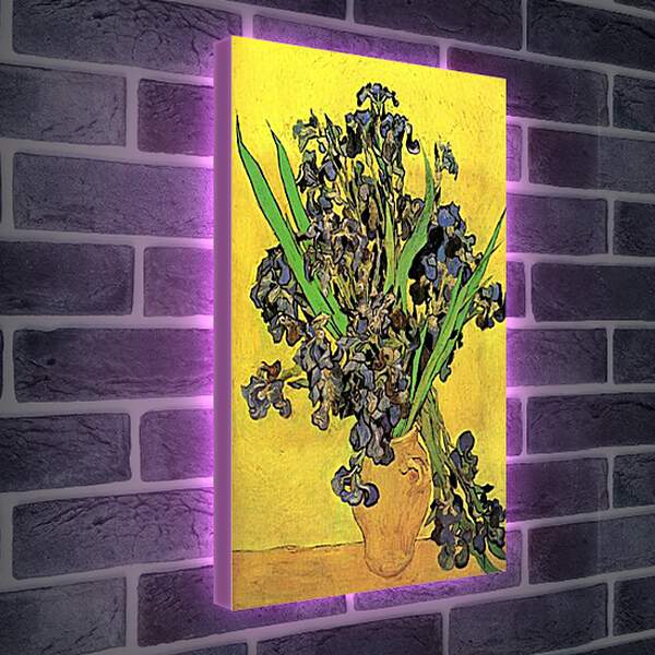 Лайтбокс световая панель - Still Life Vase with Irises Against a Yellow Background. Винсент Ван Гог
