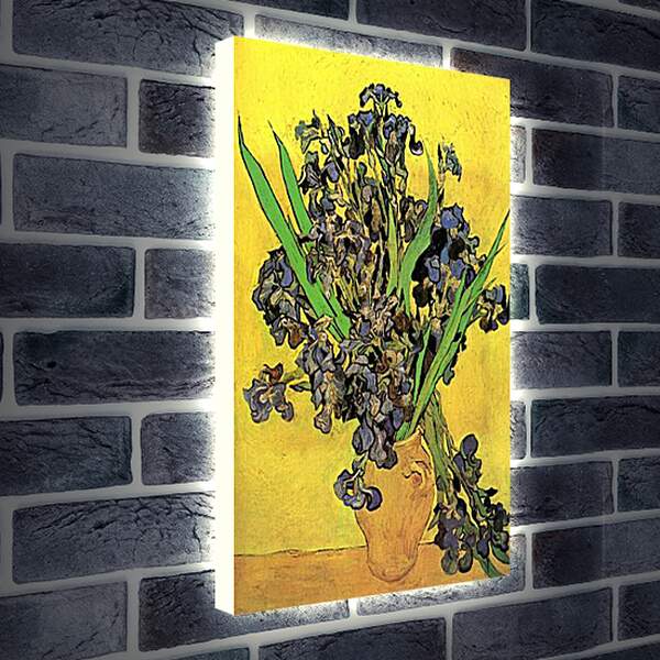 Лайтбокс световая панель - Still Life Vase with Irises Against a Yellow Background. Винсент Ван Гог
