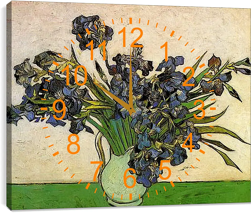 Часы картина - Still Life Vase with Irises. Винсент Ван Гог