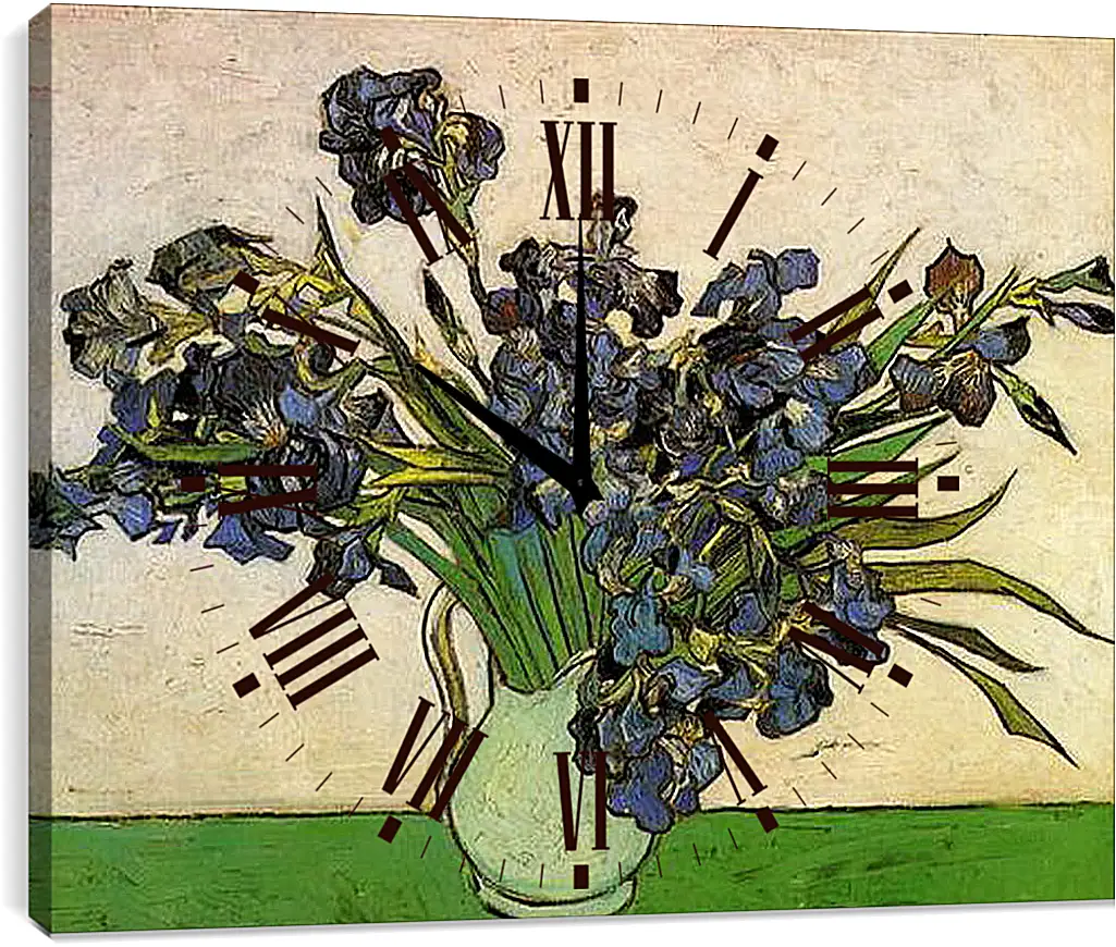 Часы картина - Still Life Vase with Irises. Винсент Ван Гог